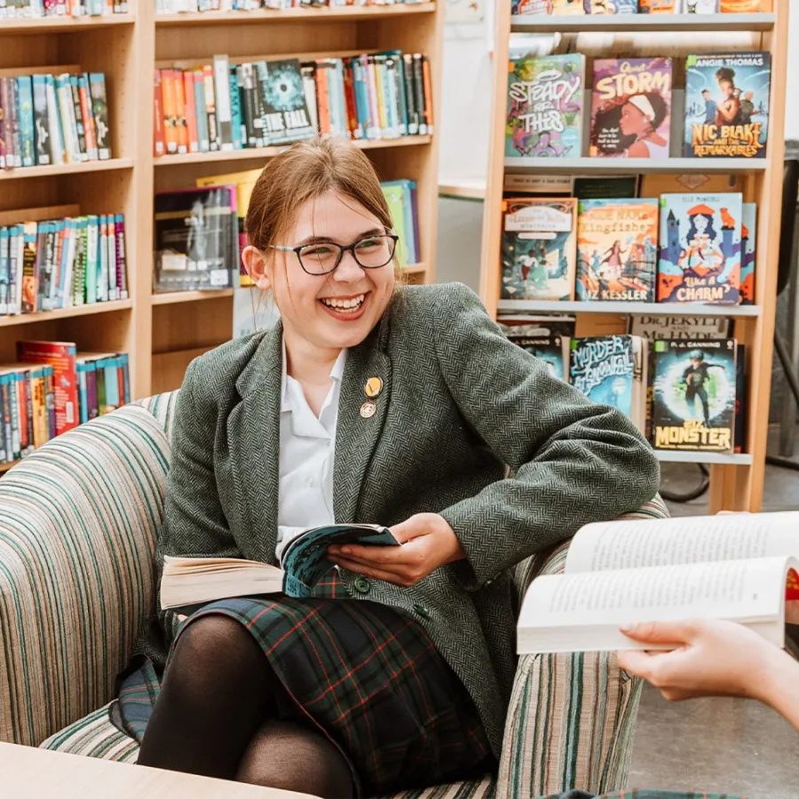 Lancaster girl in library